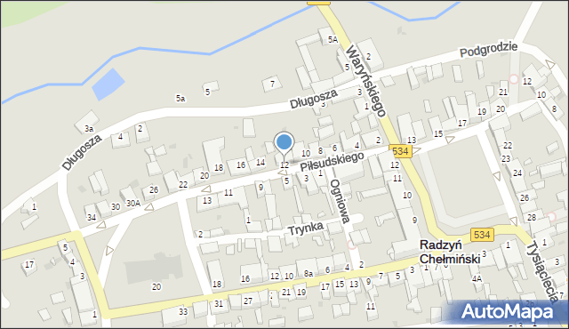 Radzyń Chełmiński, Piłsudskiego Józefa, marsz., 12, mapa Radzyń Chełmiński