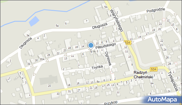 Radzyń Chełmiński, Piłsudskiego Józefa, marsz., 5, mapa Radzyń Chełmiński