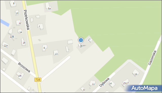 Raków, Piotrkowska, 15, mapa Raków