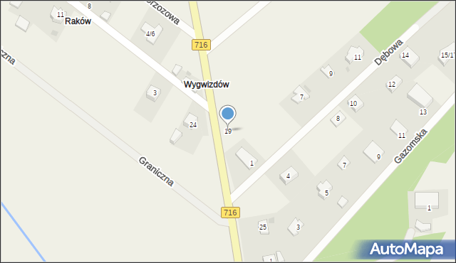 Raków, Piotrkowska, 19, mapa Raków