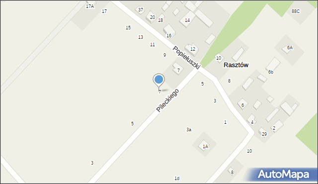 Rasztów, Pileckiego Witolda, rtm., 7, mapa Rasztów