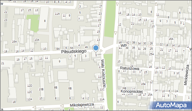 Rawicz, Piłsudskiego Józefa, marsz., 1, mapa Rawicz