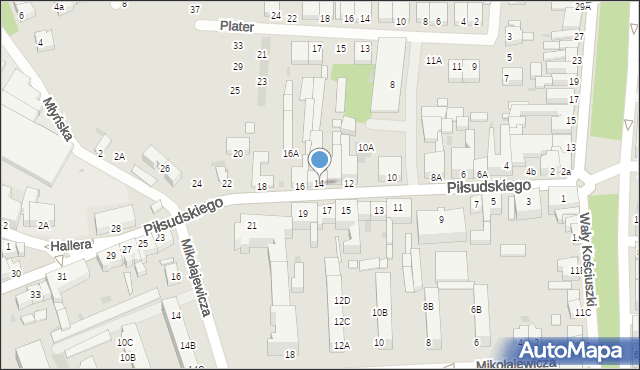 Rawicz, Piłsudskiego Józefa, marsz., 14, mapa Rawicz