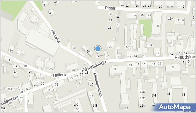 Rawicz, Piłsudskiego Józefa, marsz., 24, mapa Rawicz