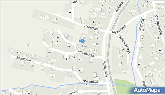 Regulice, Piastowska, 4, mapa Regulice