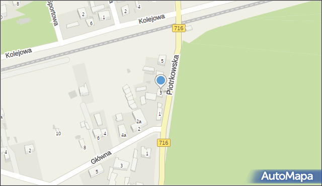 Różyca, Piotrkowska, 3, mapa Różyca