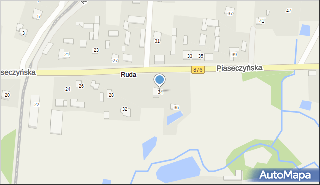 Ruda, Piaseczyńska, 34, mapa Ruda