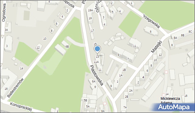 Ruda Śląska, Piastowska, 13, mapa Rudy Śląskiej