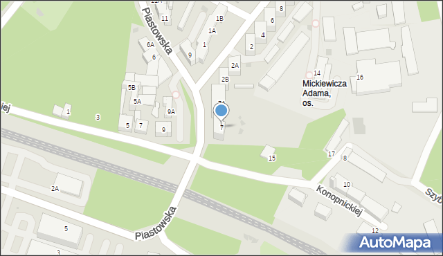 Ruda Śląska, Piastowska, 7, mapa Rudy Śląskiej