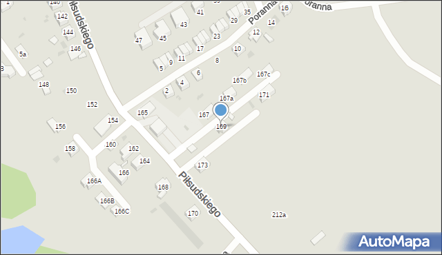Ruda Śląska, Piłsudskiego Józefa, marsz., 169, mapa Rudy Śląskiej