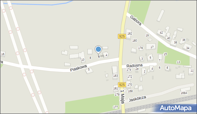 Ruda Śląska, Piaskowa, 6, mapa Rudy Śląskiej