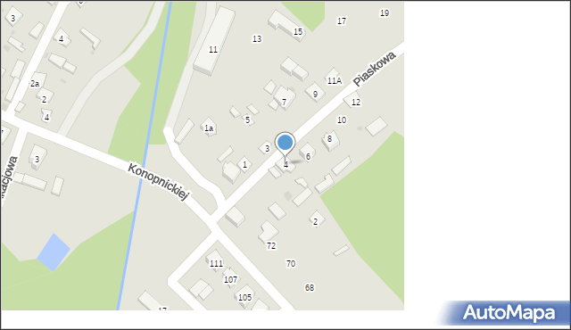 Rudnik nad Sanem, Piaskowa, 4, mapa Rudnik nad Sanem