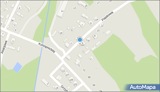 Rudnik nad Sanem, Piaskowa, 4a, mapa Rudnik nad Sanem