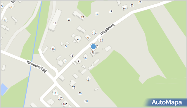 Rudnik nad Sanem, Piaskowa, 8A, mapa Rudnik nad Sanem