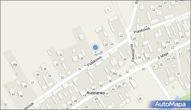 Rudzienko, Piaskowa, 23, mapa Rudzienko