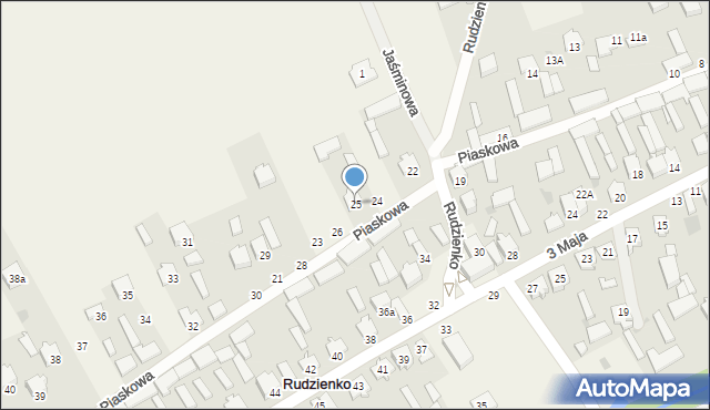 Rudzienko, Piaskowa, 25, mapa Rudzienko