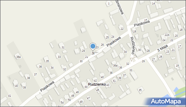 Rudzienko, Piaskowa, 28, mapa Rudzienko