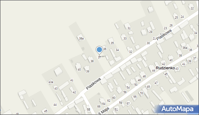 Rudzienko, Piaskowa, 37, mapa Rudzienko