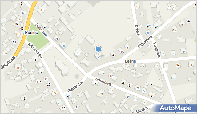Rusiec, Piaskowa, 2, mapa Rusiec
