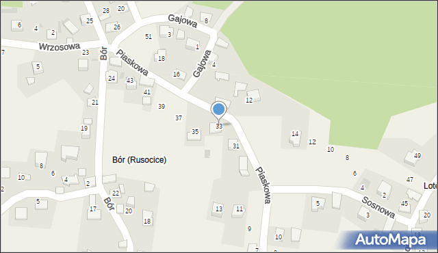 Rusocice, Piaskowa, 33, mapa Rusocice
