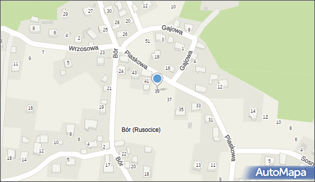 Rusocice, Piaskowa, 39, mapa Rusocice