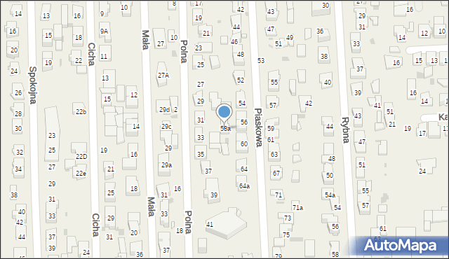 Rybie, Piaskowa, 58a, mapa Rybie