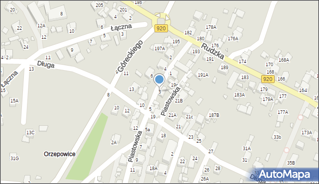 Rybnik, Piastowska, 3, mapa Rybnika