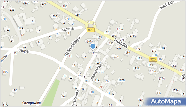 Rybnik, Piastowska, 4, mapa Rybnika