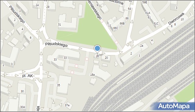 Rybnik, Piłsudskiego Józefa, marsz., 18, mapa Rybnika