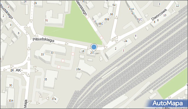 Rybnik, Piłsudskiego Józefa, marsz., 20B, mapa Rybnika