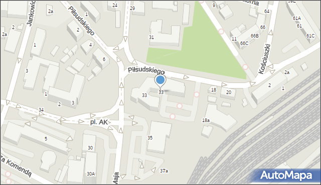Rybnik, Piłsudskiego Józefa, marsz., 33, mapa Rybnika