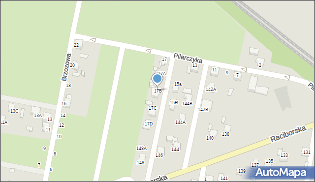 Rybnik, Pilarczyka Franciszka, 17B, mapa Rybnika