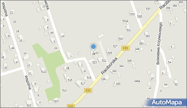 Rydułtowy, Pietrzkowicka, 1B, mapa Rydułtowy