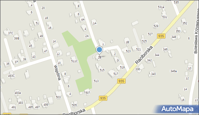 Rydułtowy, Pietrzkowicka, 2B, mapa Rydułtowy