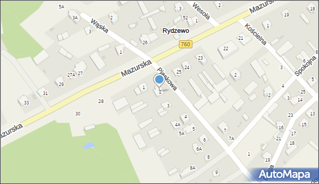 Rydzewo, Piaskowa, 2, mapa Rydzewo