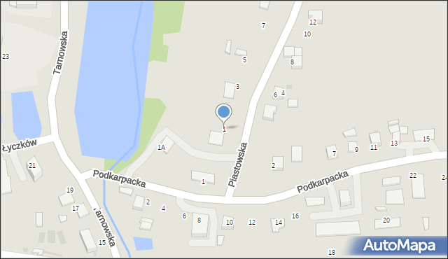 Ryglice, Piastowska, 1, mapa Ryglice