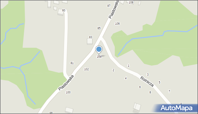Ryglice, Piastowska, 104, mapa Ryglice