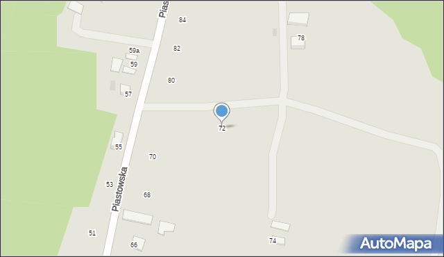 Ryglice, Piastowska, 72, mapa Ryglice