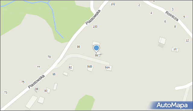 Ryglice, Piastowska, 94, mapa Ryglice