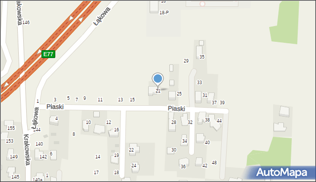 Rząska, Piaski, 21, mapa Rząska
