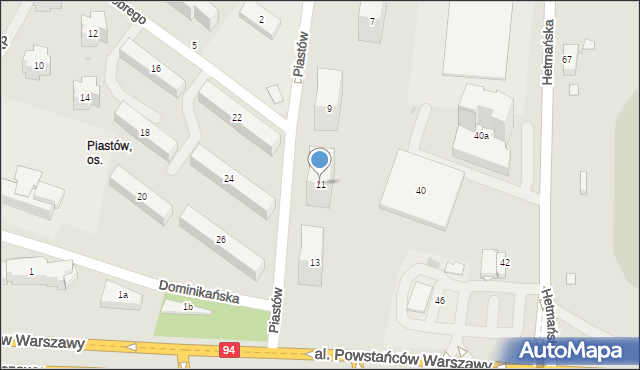 Rzeszów, Piastów, 11, mapa Rzeszów