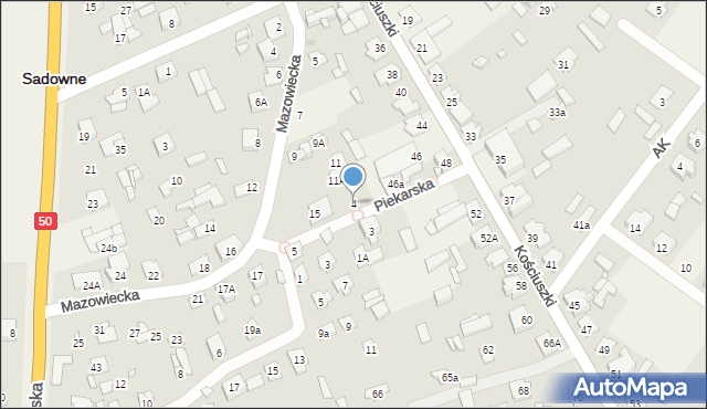 Sadowne, Piekarska, 4, mapa Sadowne