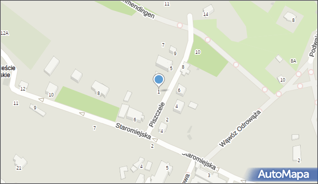 Sandomierz, Piszczele, 1, mapa Sandomierza