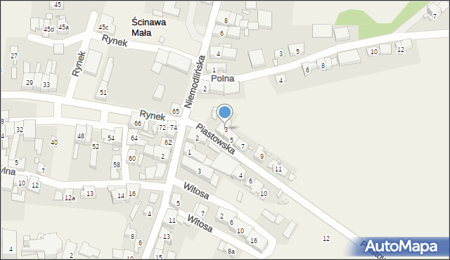 Ścinawa Mała, Piastowska, 3, mapa Ścinawa Mała