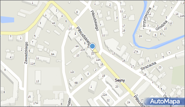 Sejny, Piłsudskiego Józefa, marsz., 12, mapa Sejny
