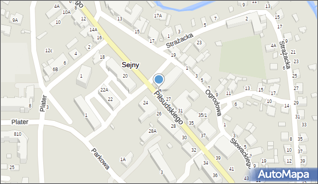 Sejny, Piłsudskiego Józefa, marsz., 25, mapa Sejny