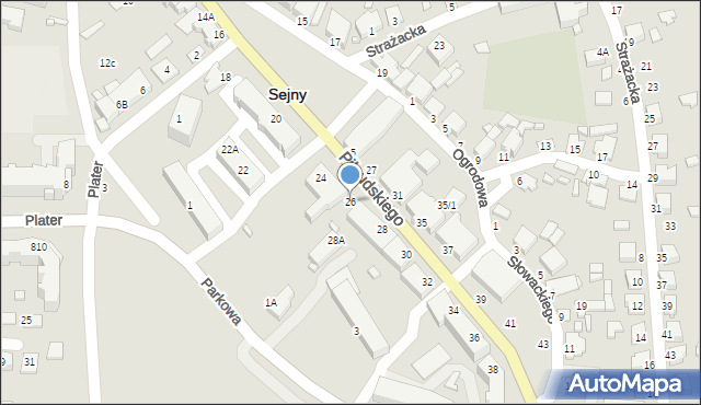 Sejny, Piłsudskiego Józefa, marsz., 26, mapa Sejny