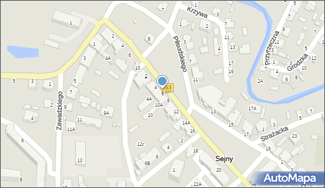 Sejny, Piłsudskiego Józefa, marsz., 6, mapa Sejny