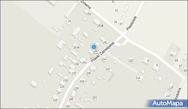Siedlce, Piaski Zamiejskie, 245, mapa Siedlce