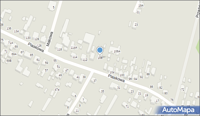 Siedlce, Piaskowa, 108, mapa Siedlce